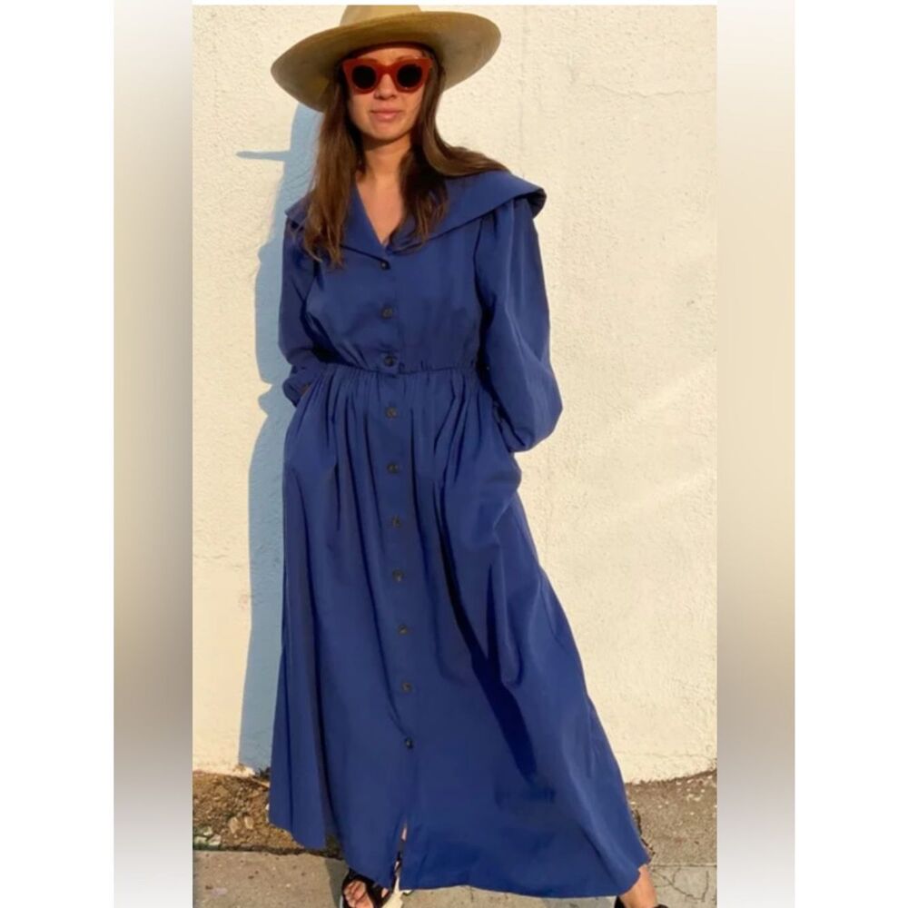 Selva Negra Thelma  Blue Button-Front Maxi Dress XS